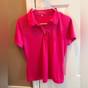 Nike Golf Women's Bright Pink Short-Sleeve Zip Polo